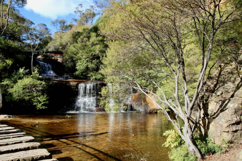 blue mountains hike waterfall